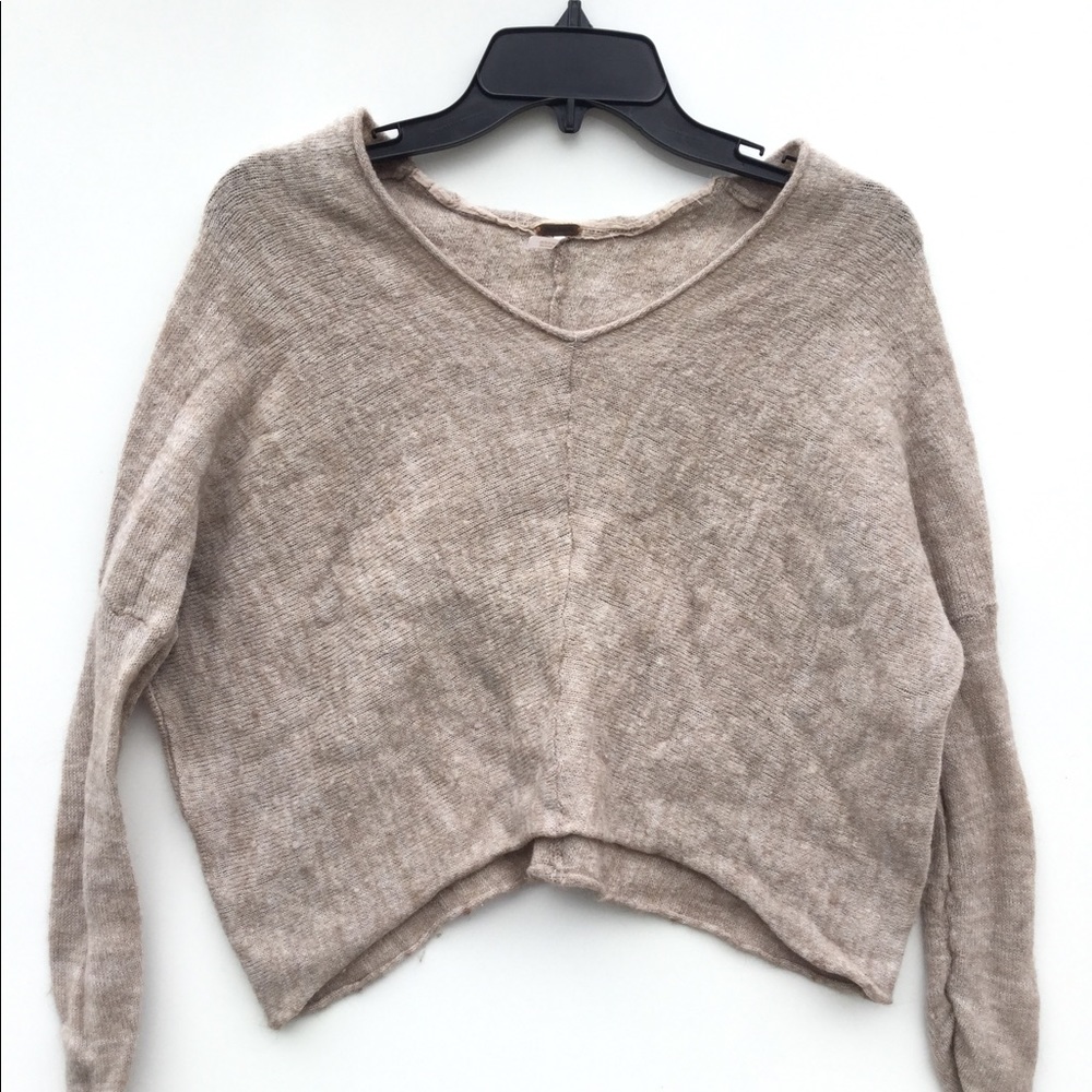 Free People Knit Cropped size XS Tan Wool Blend